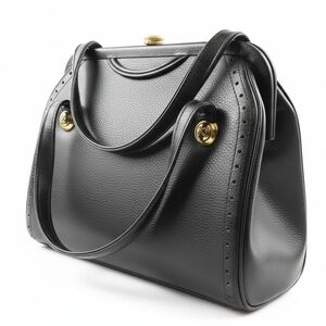 Jaclyn Purse Chic Black Satchel with Gold Accents